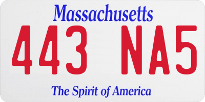 MA license plate 443NA5