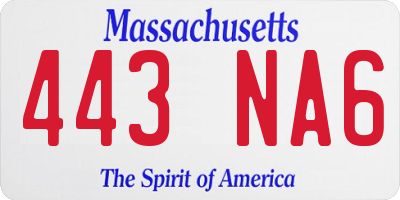 MA license plate 443NA6