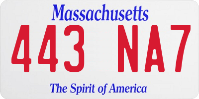 MA license plate 443NA7