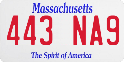 MA license plate 443NA9