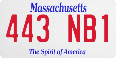 MA license plate 443NB1