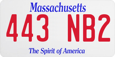 MA license plate 443NB2
