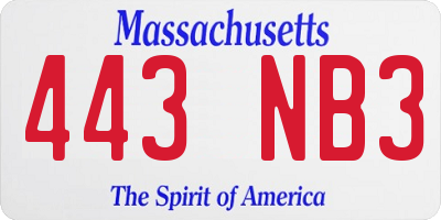MA license plate 443NB3