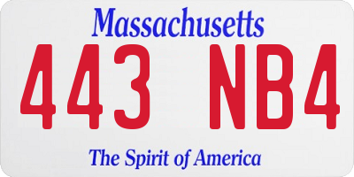 MA license plate 443NB4