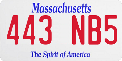 MA license plate 443NB5