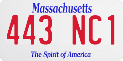MA license plate 443NC1