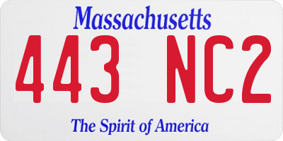 MA license plate 443NC2