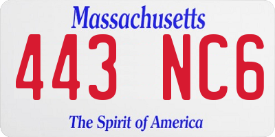 MA license plate 443NC6