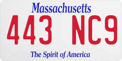 MA license plate 443NC9