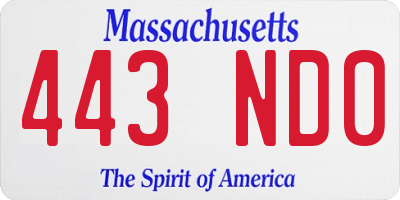 MA license plate 443ND0