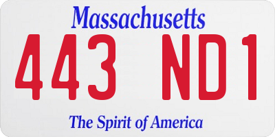 MA license plate 443ND1