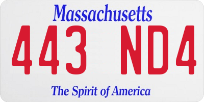 MA license plate 443ND4