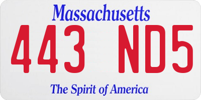 MA license plate 443ND5