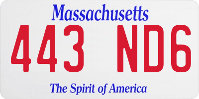 MA license plate 443ND6