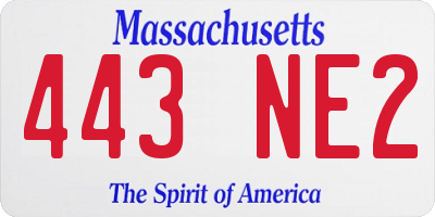 MA license plate 443NE2