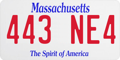 MA license plate 443NE4