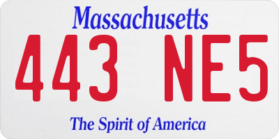 MA license plate 443NE5