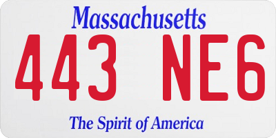MA license plate 443NE6