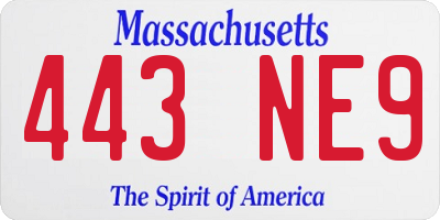 MA license plate 443NE9