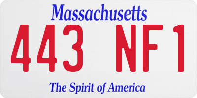 MA license plate 443NF1