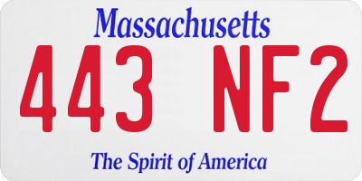 MA license plate 443NF2