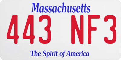 MA license plate 443NF3