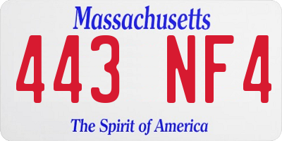MA license plate 443NF4