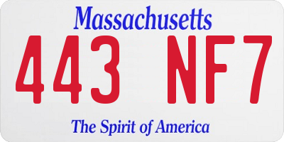MA license plate 443NF7