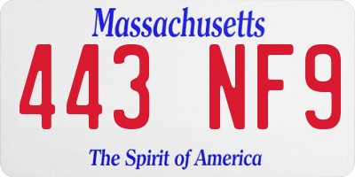 MA license plate 443NF9
