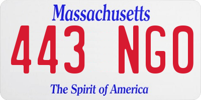 MA license plate 443NG0