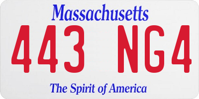 MA license plate 443NG4