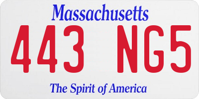 MA license plate 443NG5