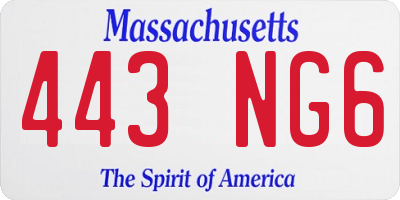 MA license plate 443NG6