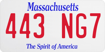 MA license plate 443NG7