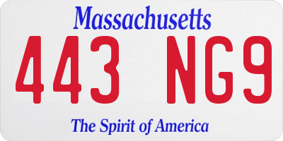 MA license plate 443NG9