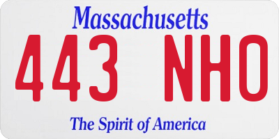MA license plate 443NH0