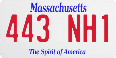 MA license plate 443NH1