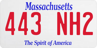 MA license plate 443NH2