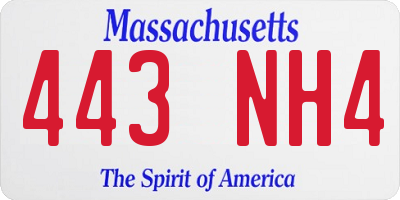 MA license plate 443NH4
