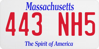 MA license plate 443NH5