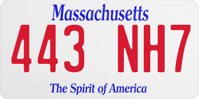 MA license plate 443NH7