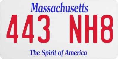 MA license plate 443NH8