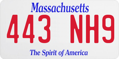 MA license plate 443NH9