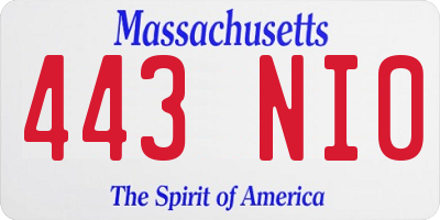 MA license plate 443NI0