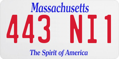MA license plate 443NI1