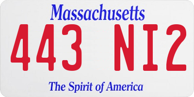 MA license plate 443NI2