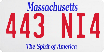MA license plate 443NI4