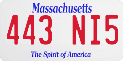 MA license plate 443NI5