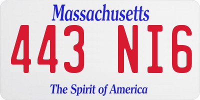 MA license plate 443NI6