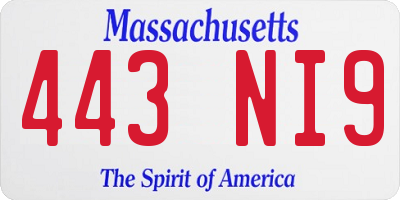 MA license plate 443NI9